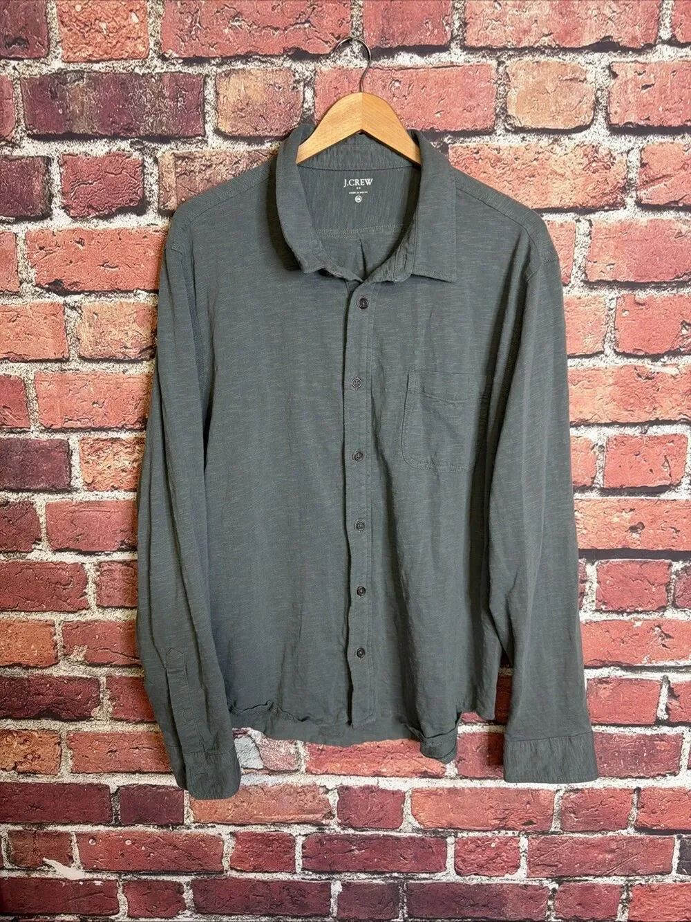 J.Crew Shirt Mens 2XL Green Soft Button Down Cotton